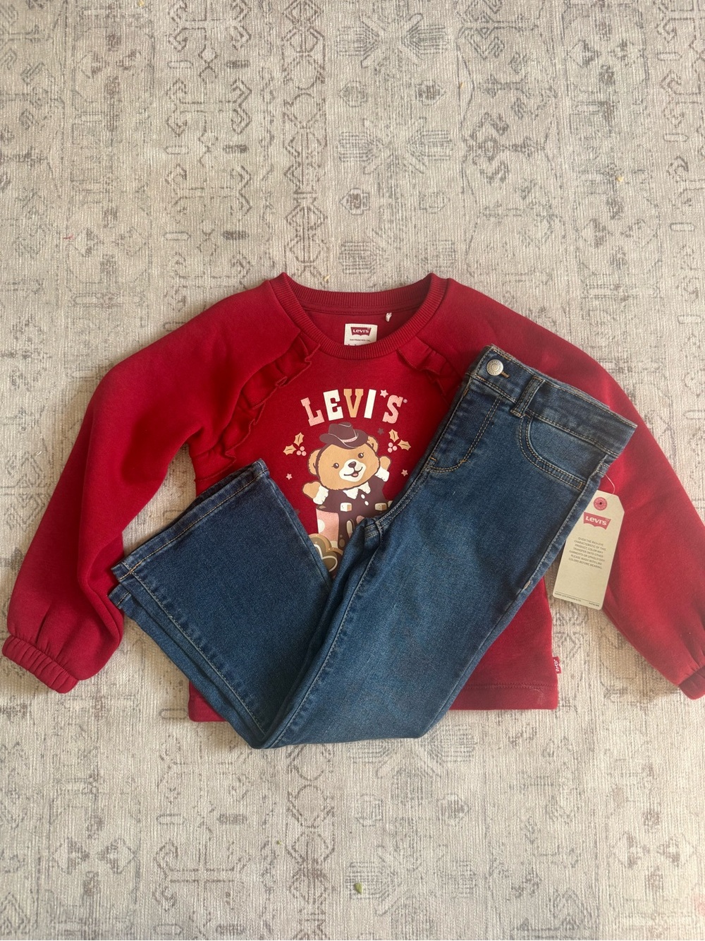 Levi's Red Girls' Sweatshirt with Bear Graphic